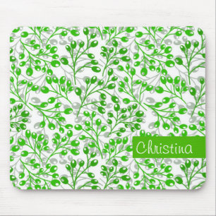 Leafy Green Pattern Moderne Elegante Mit Monogramm Mousepad