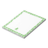 Leafy Green Pattern Moderne Elegante Mit Monogramm Notizblock (Rotiert)