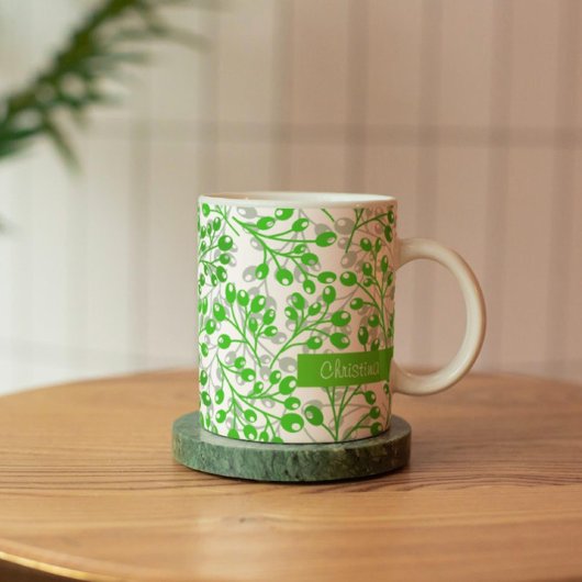 Leafy Green Pattern Moderne Eleganter Individuelle Kaffeetasse