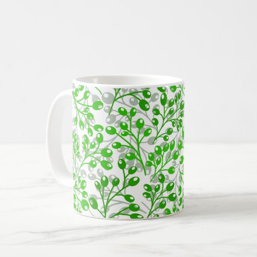 Leafy Green Pattern Moderne Eleganter Individuelle Kaffeetasse (Vorderseite Links)