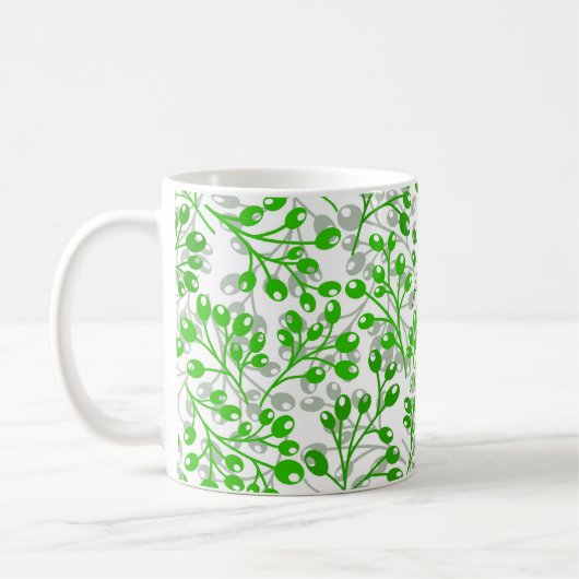 Leafy Green Pattern Moderne Eleganter Individuelle Kaffeetasse (Links)