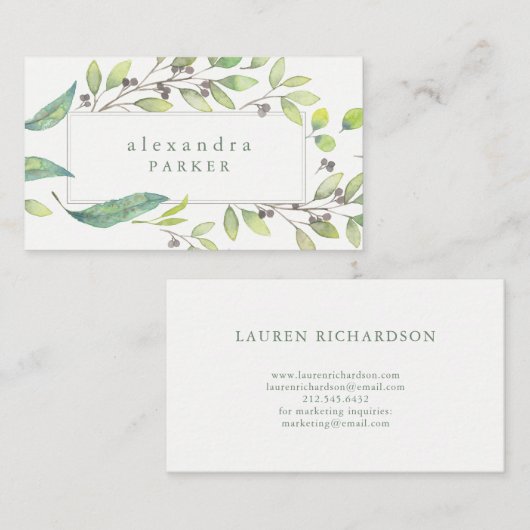Leafy Green | Trendfarbener Rahmen Visitenkarte (Vorne/Hinten)