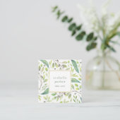 Leafy Green | Trendfarbenes Muster Quadratische Visitenkarte (Stehend Vorderseite)