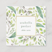 Leafy Green | Trendfarbenes Muster Quadratische Visitenkarte (Vorderseite)