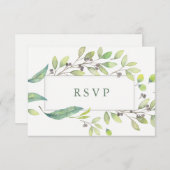 Leafy Green | Trendy Watercolor Frame Wedding RSVP (Vorne/Hinten)