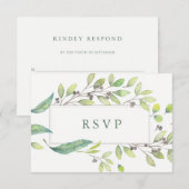 Leafy Green | Trendy Watercolor Frame Wedding RSVP Karte (Vorne/Hinten)