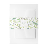 Leafy Green | Trendy Watercolor Wedding Monogramme Einladungsbanderole (Vorderseite Beispiel)