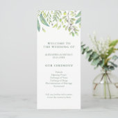Leafy Green | Trendy Watercolor Wedding Program Programm (Stehend Vorderseite)