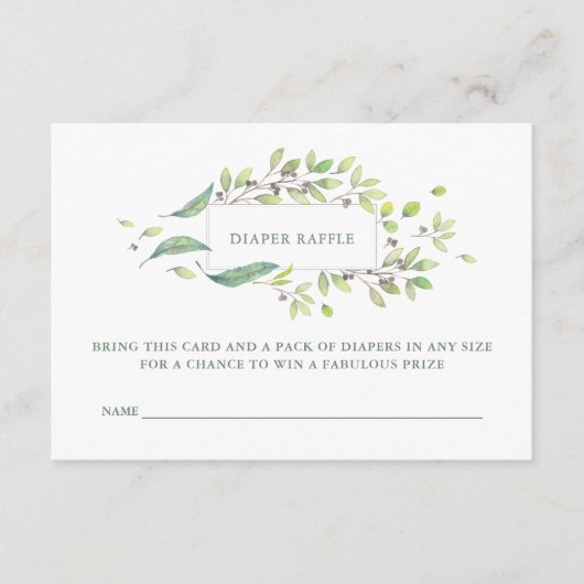 Leafy Green | Wasserfarben-Windeln Begleitkarte (Vorderseite)