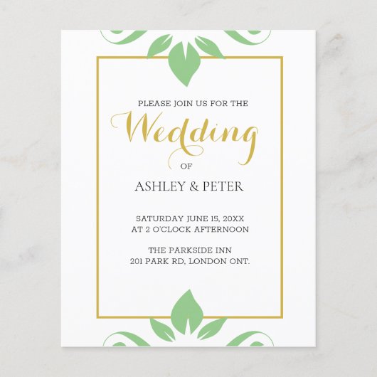 Leafy Green Wedding Einladung (Vorderseite)