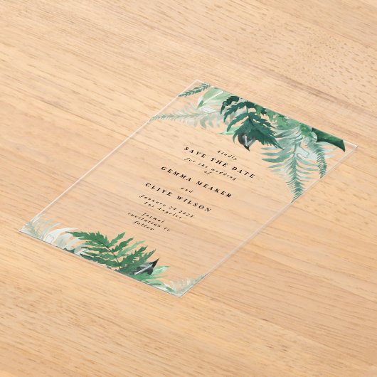 Leafy Greenery Elegant Spring Green Save the Date Acryleinladungen (Ablage )