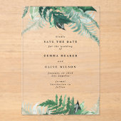 Leafy Greenery Elegant Spring Green Save the Date Acryleinladungen (Vorderseite)