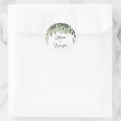 Leafy Greenery Elegant Wedding Runder Aufkleber (Tasche)