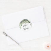 Leafy Greenery Elegant Wedding Runder Aufkleber (Umschlag)
