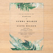 Leafy Greenery Moderne Wasserfarbenhochzeit Acryleinladungen (Vorderseite)