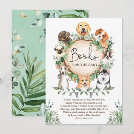 Leafy Greenery Puppy Dog Books for Baby Shower Begleitkarte