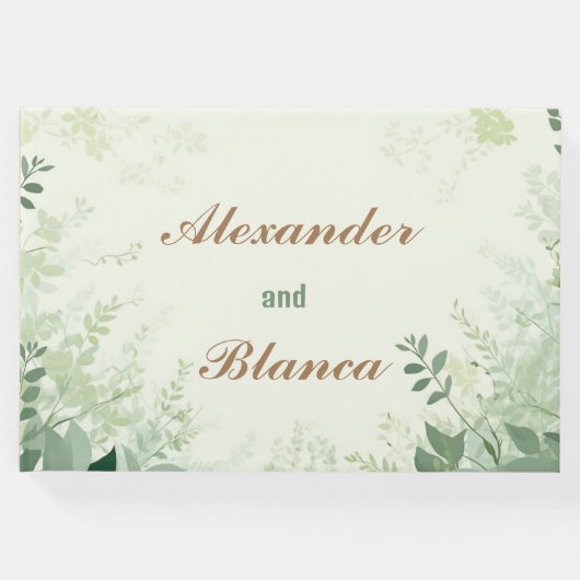 Leafy Greenery Vintage Wedding Gästebuch (Vorderseite)