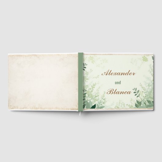 Leafy Greenery Vintage Wedding Gästebuch (Voll)