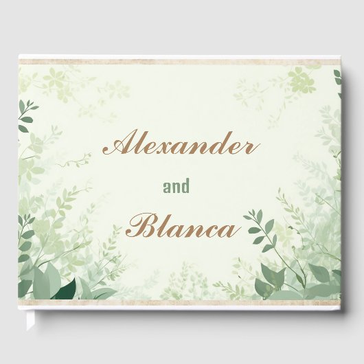Leafy Greenery Vintage Wedding Gästebuch (Vorderseite)
