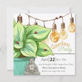 Leafy Hosta Pflanze mit Ladybugs und Buddha Einladung (Vorderseite)