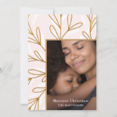 Leafy Imitate Gold Frame Blush Foto Weihnachten (Vorderseite)
