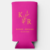 Leafy Initials Wedding Engagement Party favorisier Selters Dosenkühler (Vorderseite)