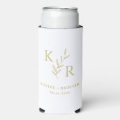 Leafy Initials Wedding Engagement Party favorisier Selters Dosenkühler (Seltzer Vorderseite)