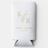 Leafy Initials Wedding Engagement Party favorisier Selters Dosenkühler (Vorderseite)