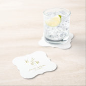 Leafy Initials Wedding Probe Engagement Party Untersetzer (Vor Ort)