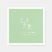 Leafy Initials Wedding Verlobung Brautparty Serviette (Vorderseite)