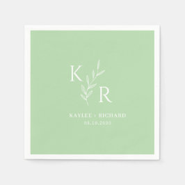 Leafy Initials Wedding Verlobung Brautparty Serviette