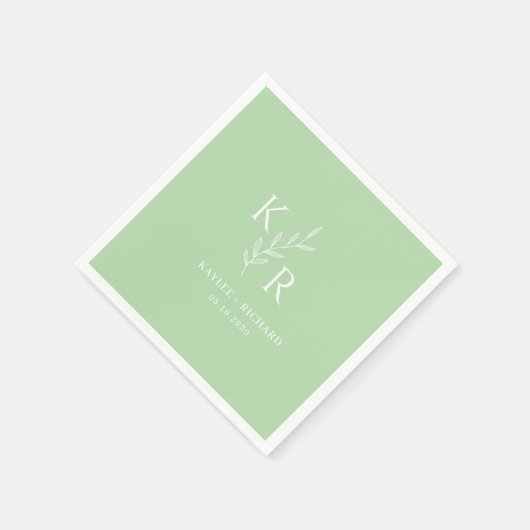 Leafy Initials Wedding Verlobung Brautparty Serviette (Ecke)