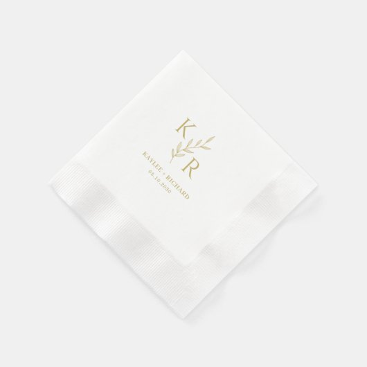 Leafy Initials Wedding Verlobung Brautparty Serviette (Ecke)