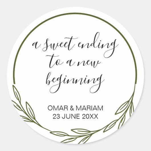 Leafy Islamic Nikkah Sticker (Vorderseite)