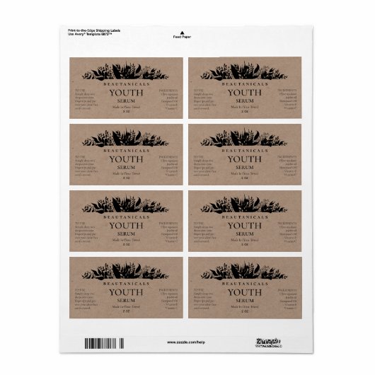 Leafy Kraft Paper Serum Labels (Vorne)