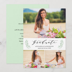 Leafy Laurels Graduation Party Foto Einladung