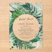Leafy Modern Watercolor Acrylic Brautparty Acryleinladungen (Vorderseite)