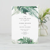 Leafy Modern Watercolor Foto Save the Date (Stehend Vorderseite)