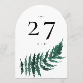 Leafy Modern Watercolor Wedding Arch Tischnummer (Vorderseite)
