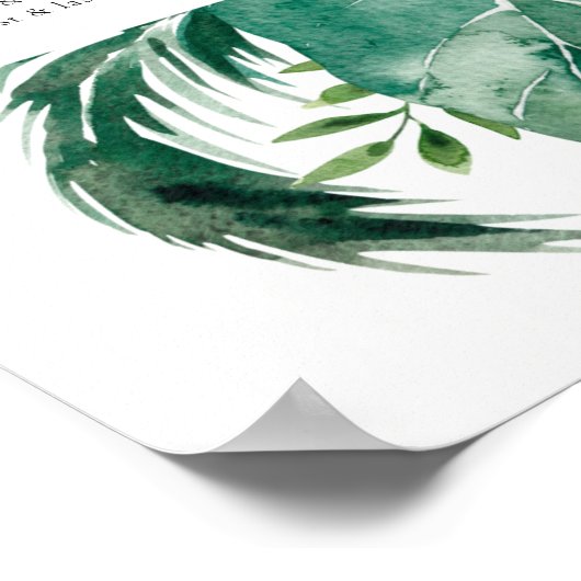 Leafy Monstera Green Fauna Hochzeitstabelle Poster (Ecke)