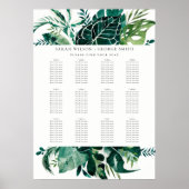 Leafy Monstera Green Fauna Hochzeitstabelle Poster (Vorne)