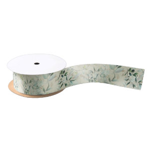 Leafy Mystique Pale Celadon Satinband