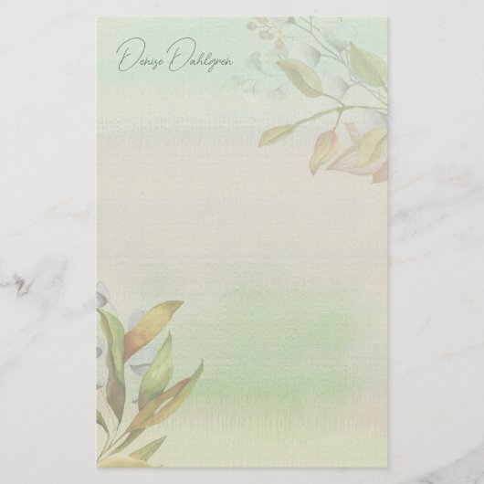 Leafy Ombre Personalisiert Stationery Briefpapier (Vorderseite)