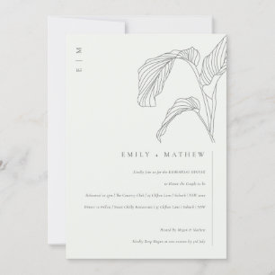 Leafy Palm Schwarz-weiße Probe Dinner einladen Dankeskarte