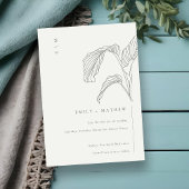 Leafy Palm Sketch Schwarz-Weiß Hochzeit Save The Date