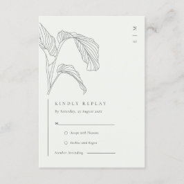 Leafy Palm Sketch Schwarz-weiße Hochzeitsempfehlun Begleitkarte
