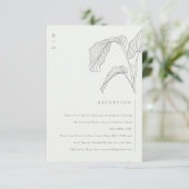 Leafy Palm Sketch Schwarz-weiße Hochzeitsempfehlun Begleitkarte (Stehend Vorderseite)