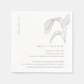 Leafy Palm Sketch Schwarz-weiße Hochzeitspass Fakt Serviette (Vorderseite)