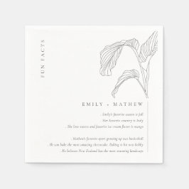 Leafy Palm Sketch Schwarz-weiße Hochzeitspass Fakt Serviette