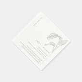 Leafy Palm Sketch Schwarz-weiße Hochzeitspass Fakt Serviette (Ecke)